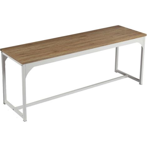 Banc en bois et métal "La Casa Blanca" - Blanc/Marron - L 120 x H 46 x P 35 cm - Livraison gratuite (1/5)