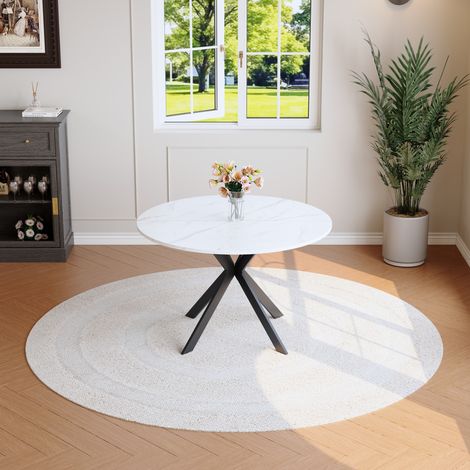 Esstisch rund in Marmoroptik mit Metallgestell MDF OKMYHOME (1/5)