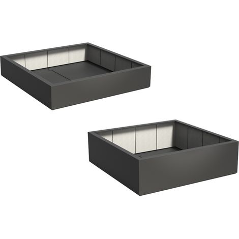 Adezz Pflanzgefäß Carrez mit Boden Fiberglas Pflanzkübel Blumenkübel schwarz