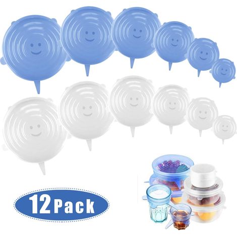 MINKUROW Tapas Elásticas De Silicona - 12 Piezas Tapas Elásticas De Silicona Tapa Elástica De Silicona Reutilizable (1/5)