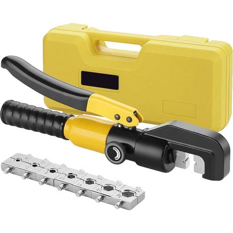 Hydraulische Kabelschuhzange, maximale Crimpkraft 10 Tonnen, Crimpweg 12 mm, kompatibel mit 12 AWG bis 2/0 AWG, 360° drehbarer Kopf, enthält mehrere (1/5)