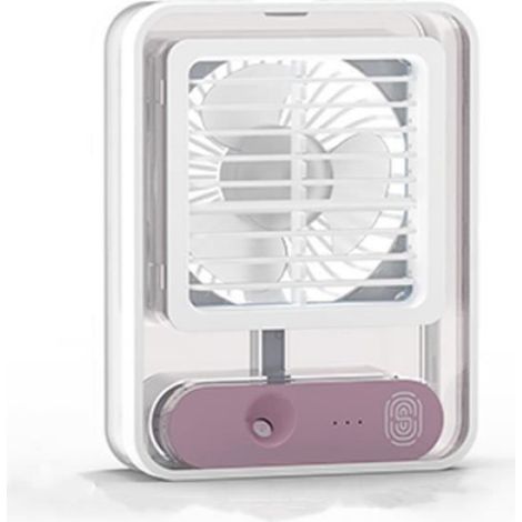 Ventilateur Pulvérisation - USB - Nano Spray Ultrason - 3 Vitesses - Veilleuse Intégrée - Blanc - 13,8 x 5,5 x 17,8 cm (1/4)