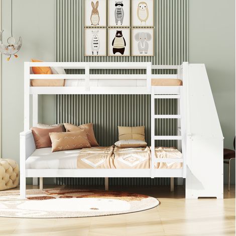 lit double rangement bureau bois blanc 90 200 140 200 OKMYHOME (1/5)