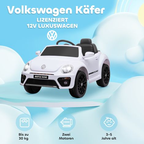 Voiture électrique enfant Volkswagen Coccinelle blanche, 3-5 km/h, télécommande et musique incluses (1/5)