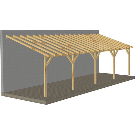Toit de terrasse 9x3 - Tuilable pente 30% - Bois massif - Robuste + Vis & pieds de poteaux réglables (1/5)