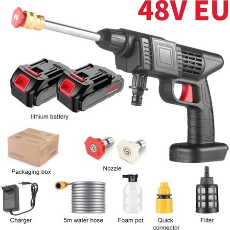 Nettoyeur haute pression sans fil 300 W, lavage de voiture haute pression 30 bars, batterie 8000 mAh, pulvérisateur de mousse, outil de nettoyage auto 48 VF (1/5)