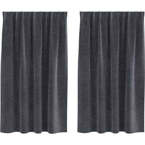 Rideaux occultants 2 pcs Gris clair 140 x 140 cm Velours (1/5)