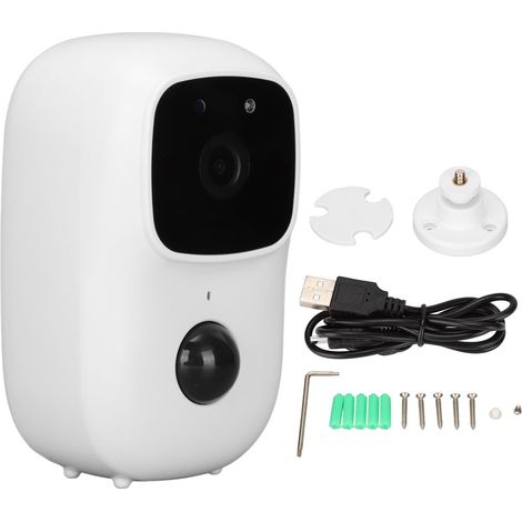 Caméra de surveillance sans fil WiFi HD Détection de mouvement PIR Faible consommation Vision nocturne Sonnette intelligente (1/5)