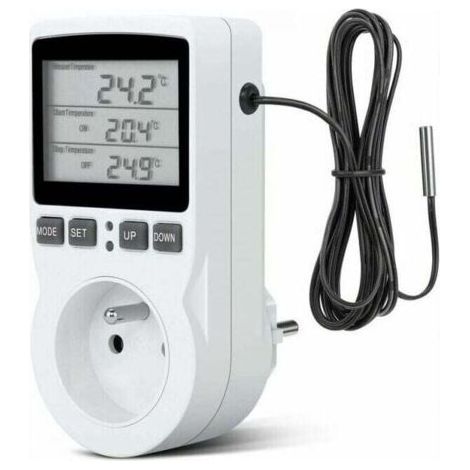 QORVA Programmierbarer Stecker – Thermostatstecker, digitaler Zeitschaltuhrstecker, programmierbarer digitaler Stecker mit Sonde, programmierbarer digitaler Zeitschaltuhrstecker, Thermostatstecker für (1/5)