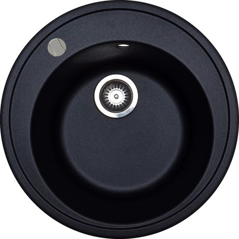 runde Granitspüle TURN.20 - schwarz, ab 45er Unterschrank, ø 510 mm