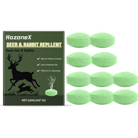 HOZONEX Pilules répulsives pour cerfs et lapins - Répulsif à base d'huile végétale pour la maison et le jardin, longue durée 10 + Sac en filet 3 (1/5)