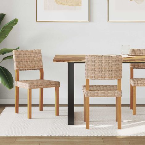 vidaXL Chaise de salle à manger 2 pcs Rattan Kubu Naturel (1/5)