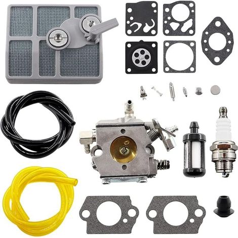 Carburador con bujía, filtro de aire y manguera de combustible para motosierras Stihl 030, 031, 032 AV, 031AV, 032AV, 030AV, 1113, 120, 0602, Walbro WA-2 y WA-2-1.