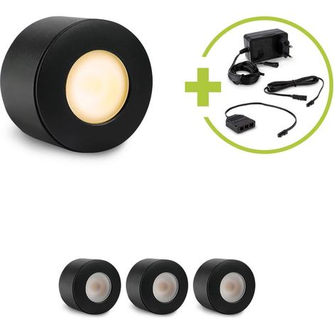 Aufbau/Einbaustrahler Mini Bergamo 3W 2700K IP44 - Farbe: schwarz matt - Anzahl: 4x (1/5)