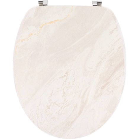 Sedile per wc in mdf da 18 pollici con 4 lati stampati e chiusure in acciaio inox - look marmo beige - Tendance