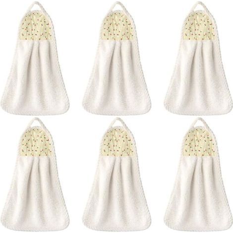 6 Pcs Suspendus Essuie-Mains Corail Polaire Serviette Serviette Dabsorption Deau pour La Maison Cuisine Salle de Bains Beige (1/4)
