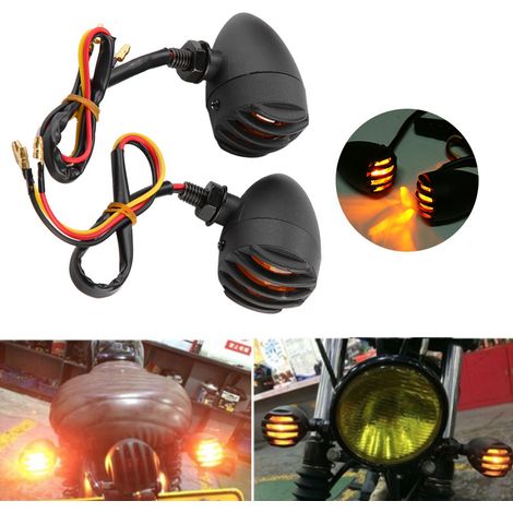 Clignotants Moto Rétro Arrière, Feux Indicateurs en Métal Chromé, Lampe de Stop et Freinage, Signalisation Classique, 2 Pièces (1/5)