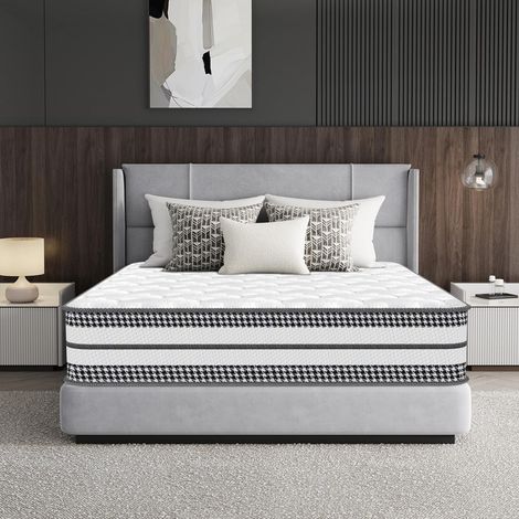 Matelas 90x200 cm,Épaisseur 26 cm.Latex mixte et ressorts ensachés indépendants, 7 zones, hypoallergénique, fermete modérée, confortable, respirant, antibactérien, anti-acarien