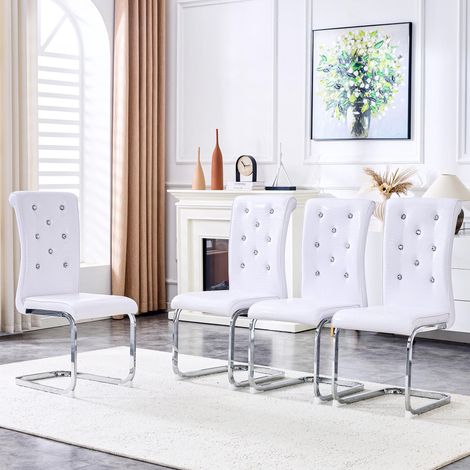 Ensemble de 4 chaises de salle à manger rétro en similicuir et revêtement imitation peau - qualité supérieure et confort optimal