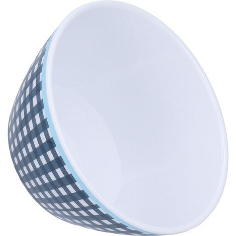 Bol de salade 500 ml, bol épais pour snacks, desserts, gâteaux, fruits, cuisson et décoration de table, motif quadrillé bleu foncé (1/5)