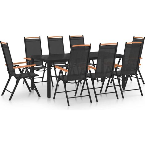 Ensemble à manger de jardin 9 pcs-Salon de jardin aluminium noir 424394 (1/5)