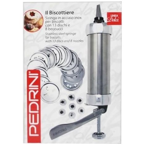 Pedrini Siringa Per Biscotti In Acciaio Inox Con 13 Dischi E 8 Beccucci