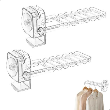 Foldable Clothes Hook with Suction Cup, 2 in 1 Transparent Wall Mounted Clothes Dryer, Foldable Pet Clothes Hook for Bathroom, Bedroom and Travel, Underwear and Socks, 2pcs (1/5)