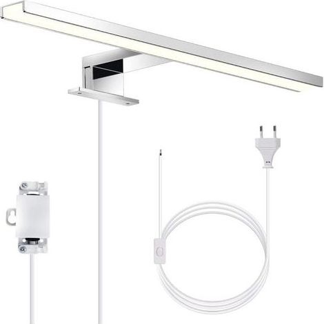 Lampe miroir salle de bain 5W 500lm 4000K IP44, fixation par pince ou vis, acier inoxydable, 300 mm (1/5)