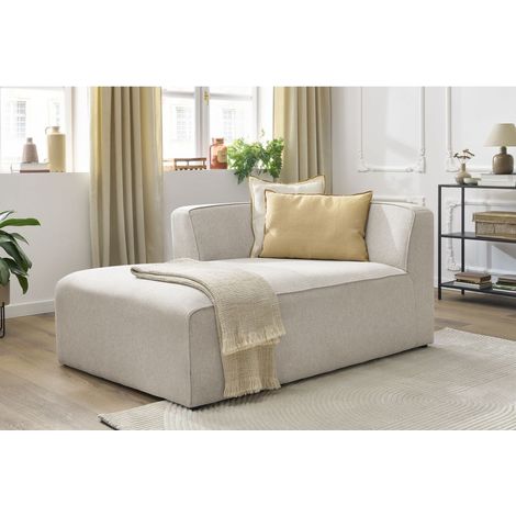 BOBOCHIC - Méridienne pour canapé modulable MEGEVE tissu chiné Angle gauche Beige (1/5)