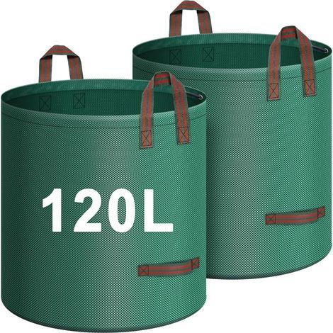 Set mit 2 wiederverwendbaren 120-Liter-Gartenabfallsäcken mit 4 Griffen, stabil und robust, faltbar (1/5)
