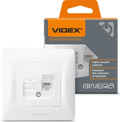 Videx Binera RJ45 Computerbuchse, einzeln, weiß, Unterputzmontage (1/5)
