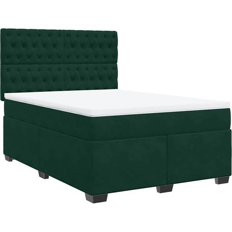 Maison Exclusive - Giroletto a Molle con Materasso Verde Scuro 140x200 cm Velluto (1/5)