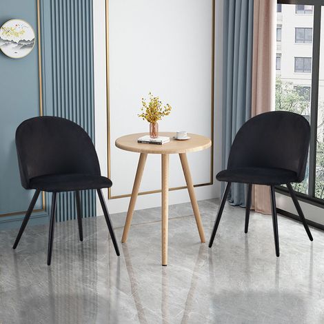 Clipop – Lot de 2 fauteuils rembourrés en velours noir – Pieds en métal noir – Dimensions 50x44x78cm – Hauteur d'assise 48cm pour salle à manger et salon (1/5)