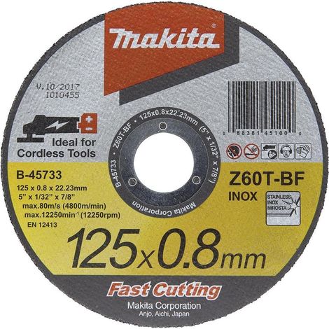 Makita B-45733 Fast Cutting Super Thin Metal Grinder Disc 125mm 0.8mm 22.23mm (1/3)