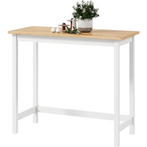 Table de bar, aspect chêne, compacte, espace pour 2 personnes, bois naturel + blanc (1/5)