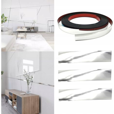 Dekorativer Streifen, 1,2 cm PVC, 12 mm Chrom, 10 Meter, selbstklebend