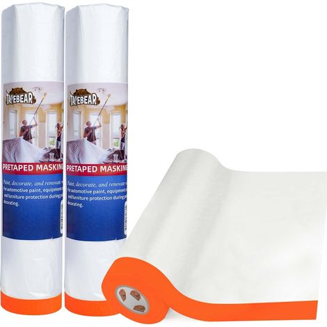 Film protecteur peinture 2700mm x 17m - 3 Rouleaux - Bâche de masquage pour grandes surfaces - Adhésif pré-collé - Pour automobiles, meubles, appareils ménagers