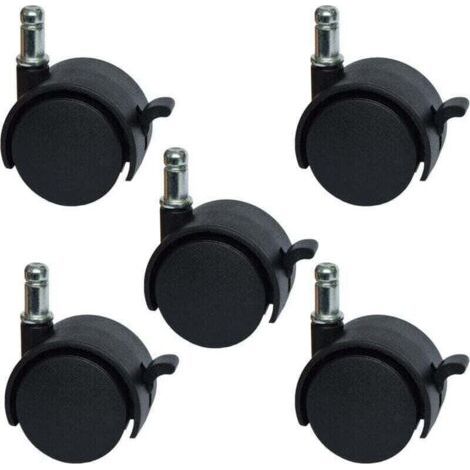 Roulettes de rechange pour chaise de bureau ou tabouret de 5,1 cm - avec frein (lot de 5) (1/5)