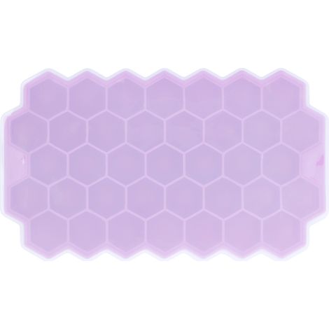 Bac à glaçons en silicone avec couvercle, 37 alvéoles en forme de nid d'abeille pour bar et maison - Violet (1/5)