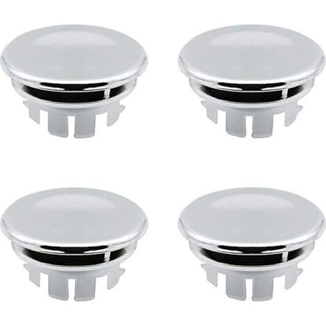 Bouchon de trop-plein de remplacement pour évier - Bouchon de trop-plein rond pour inserts de stockage d'évier (4 pièces/chrome) (1/4)
