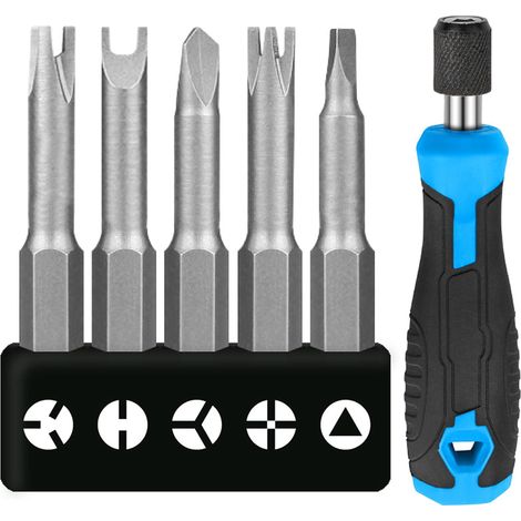Lot de 5 Tournevis Spéciaux Avec Manche - Jeu d'Embouts Triangulaires et Formes Spéciales 50 mm (1/5)