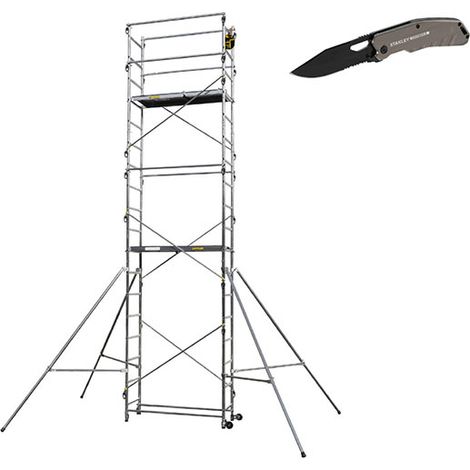 Trabattello 2 plateaux - Altezza max. di lavoro. 6.50m + Coltello - 349705-COUTEAU (1/5)