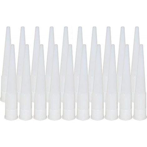 Sollbry Rallonge de pistolet à calfeutrer en plastique, outil de pointe de buse de calfeutrage pour pistolet à calfeutrer à saucisse, applicateur de buses de calfeutrage, facile à utiliser, blanc (20 (1/4)
