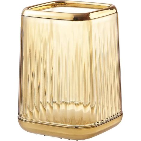 Organisateur maquillage vintage, boîte de rangement en plastique pour pinceaux, pot porte-stylo. Rangement coiffeuse pour ch - Ambre (1/5)