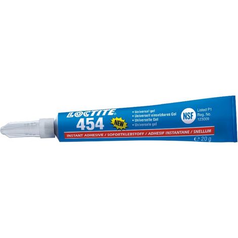 Loctite 454, gel adhesivo instantáneo de cianoacrilato transparente de 20 g, antigoteo, universal, para superficies verticales y superiores, para metales, plásticos, elastómeros y materiales porosos, (1/3)