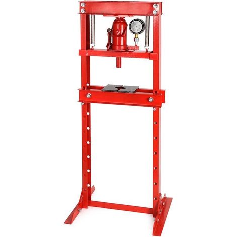 Presse d'atelier hydraulique de 12 tonnes + manomètre Rouge (1/5)