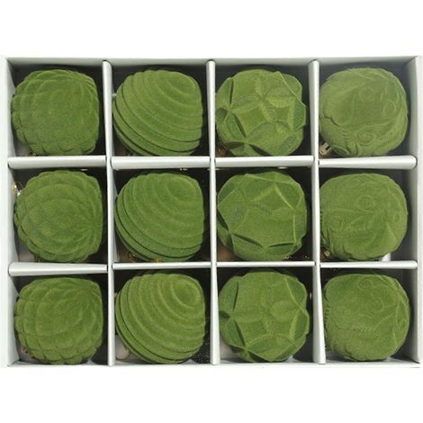 12er-Packung beflockte Weihnachtsbaum-Anhänger, 8 cm, bruchsichere Kugeln, fruchtgrün, für festliche Dekorationen (1/5)