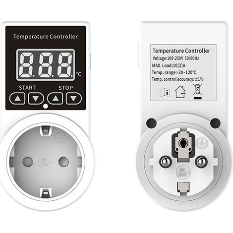 Thermostat Prises de Régulateur TempéRature NuméRique : Thermostat de Chauffage Sonde Ntc pour Appareils de Chauffage Chauffants Prises de Thermostat NuméRique de Serre Refroidissement (1/4)