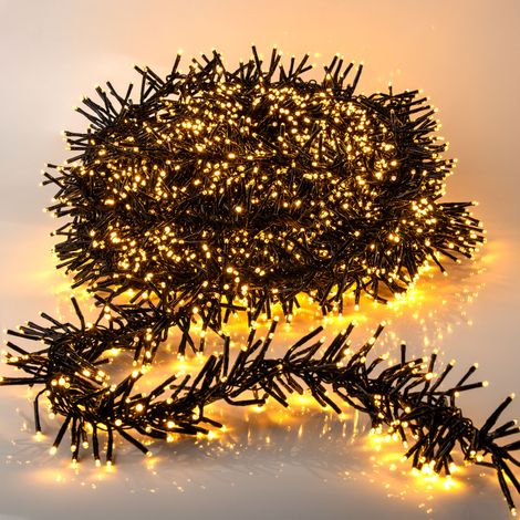 Ultra Büschellichterkette extra dicht mit Timer und 8 Funktionen - 4800 LED 12 M - Cluster Lichterkette warm weiß für Außen und Innen mit Netzstecker