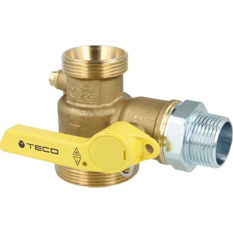 Robinet à bille pour compteur gaz equerre avec dispositif d'arrêt thermique
